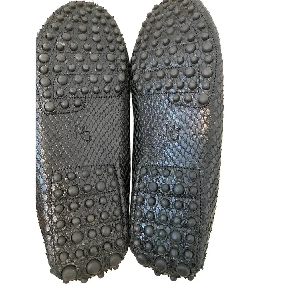 M Gemi The Felize Moccasin Loafer Sz 40 US 9 Black Snake Preppy Designer‎ Italy